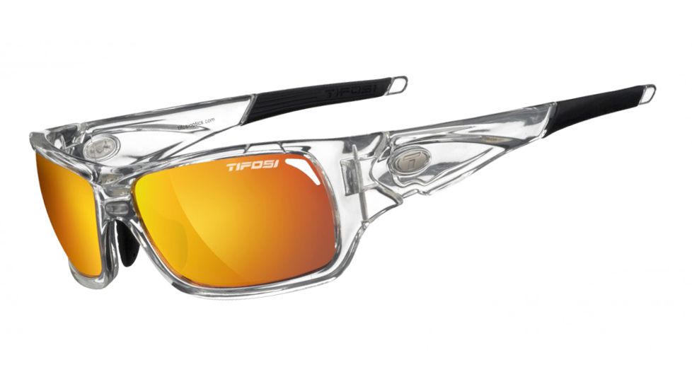 Tifosi Optics Duro w/ Clear, Smoke Bright Blue, Smoke/Red Glare Guard Lenses, Crystal Clear Frame 1030105314