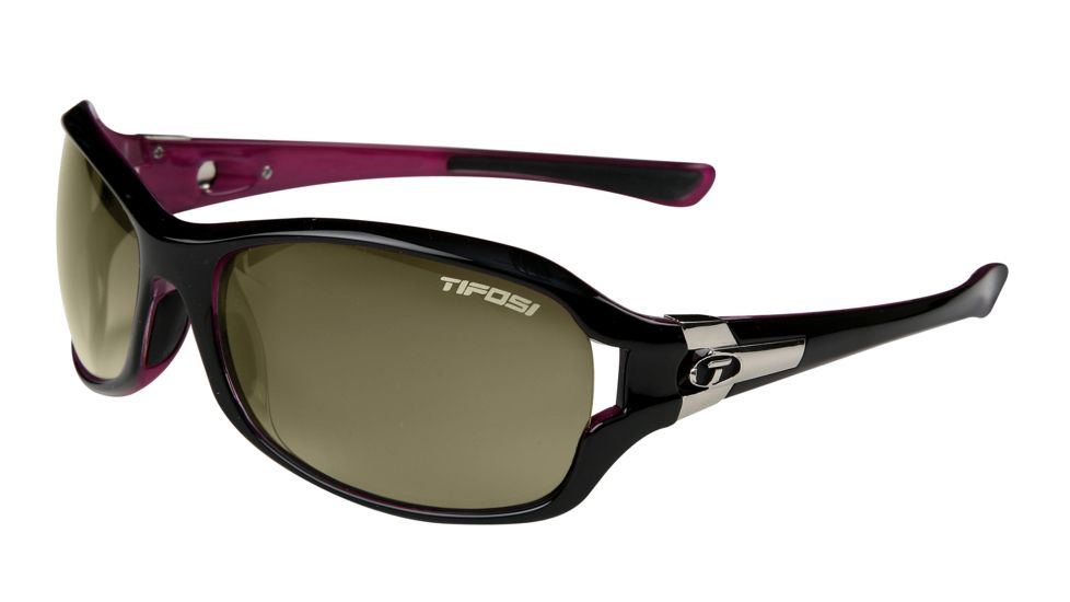Tifosi Dea Sunglasses - Gloss Black &amp; Pink Frame, Smoke Gradient/GT/AC Red Lenses 0090203208