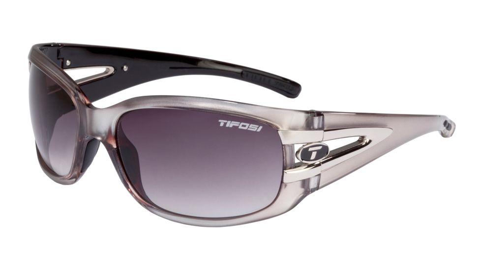 Tifosi Lust Sunglasses - Crystal Metallic White Frame, Smoke Gradient Lenses 0160404280