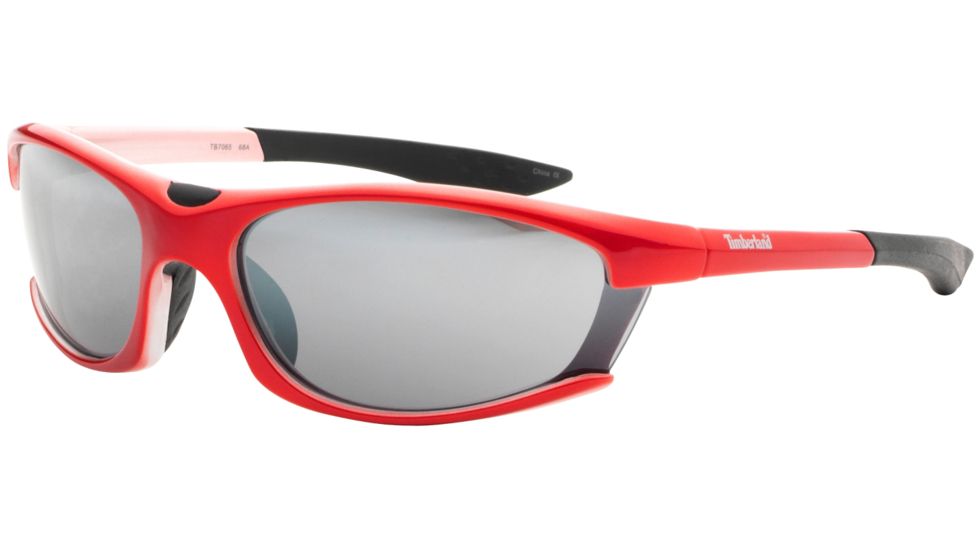 Timberland TB7065 Sunglasses, Mettalic Red Frame &amp; Solid Grey Flash Lens TB70650068A