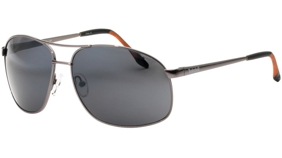 Timberland TB7073 Sunglasses, Shiny Dark Gunmetal Frame &amp; Blue w/ Light Flash Lens TB70730008X