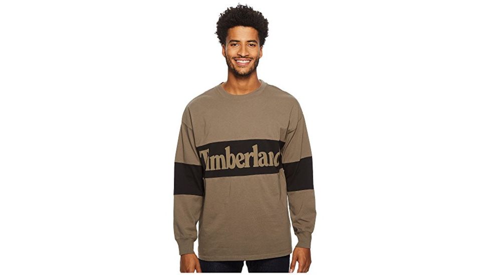 Timberland Men's Warner River Long Sleeve Retro Oversized Tee, Bungee Cord, M, TB0A1MBW037-M