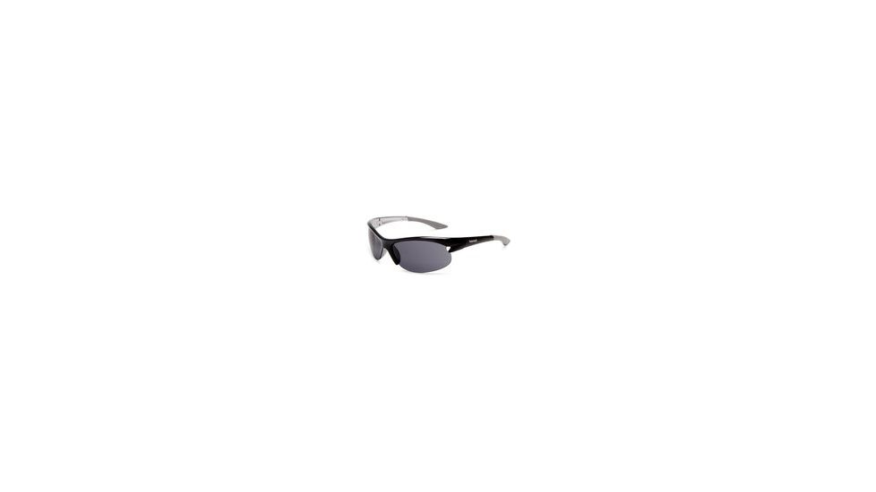 Timberland TB7069 Semi-Rimless Wrap Sunglasses w/ Cutout Detail, Pearl Black Frame &amp; Solid Smoke Lens TB70690001A