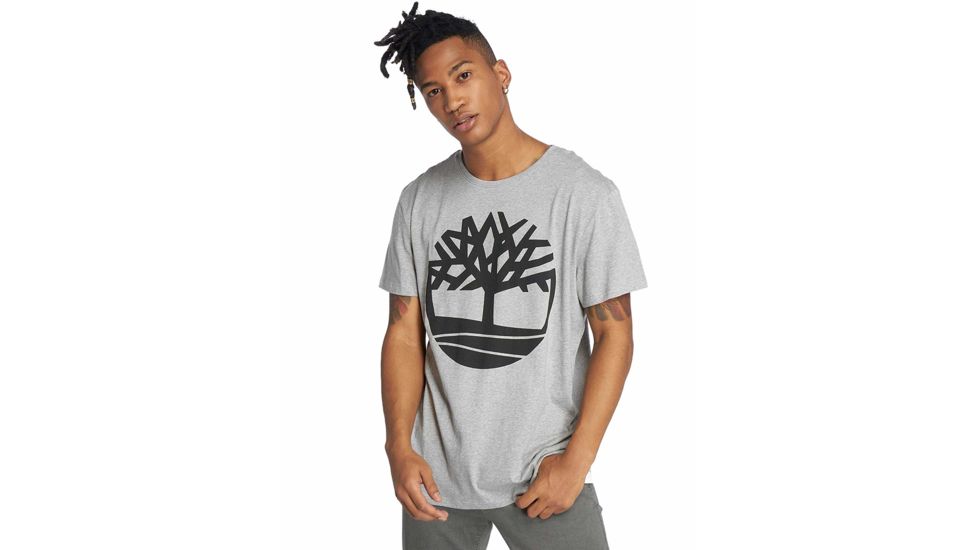 Timberland Short Sleeve Seasonal Logo Tee - Mens, Medium Grey Heather Tree, Large, TB0A1N8YK65-MDM GRHTR-L