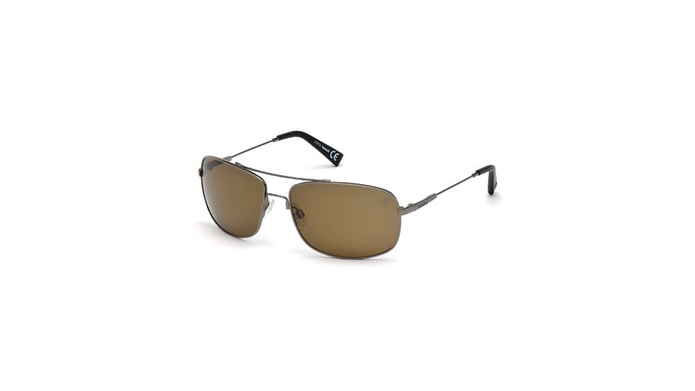 Timberland TB9010 Sunglasses - Shiny Gun Metal Frame Color, Brown Polarized Lens Color