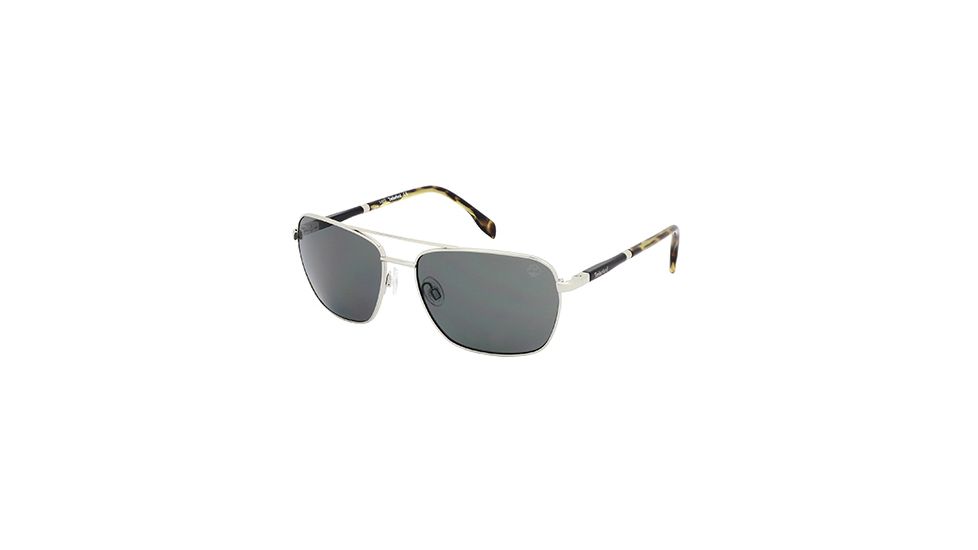 Timberland TB9040 Sunglasses - Shiny Light Nickeltin Frame Color, Smoke Polarized Lens Color