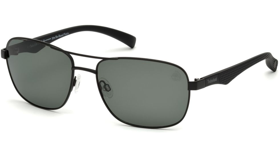 Timberland TB9136 Sunglasses - Matte Black Frame Color, Green Polarized Lens Color
