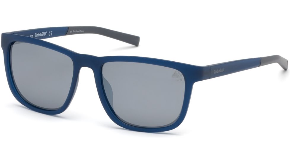 Timberland TB9162 Sunglasses - Matte Blue Frame Color, Smoke Polarized Lens Color