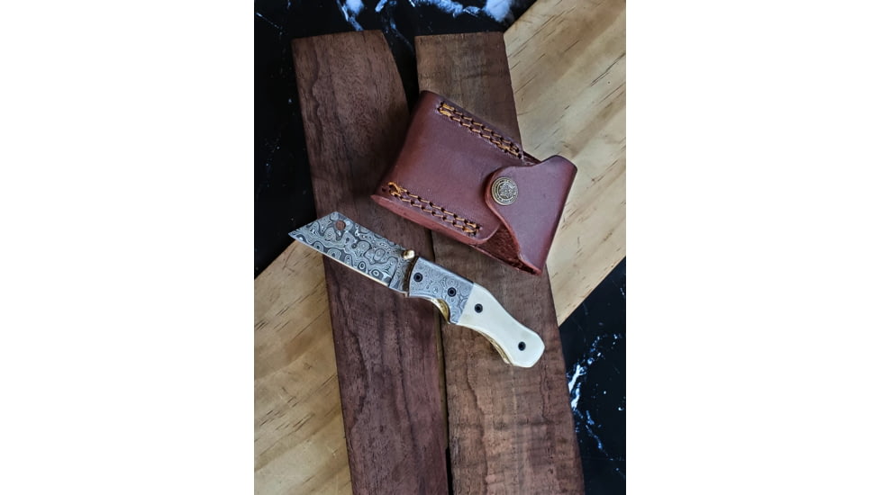 Titan Damascus Folding Knife 4.5in TF-007, TFK-7