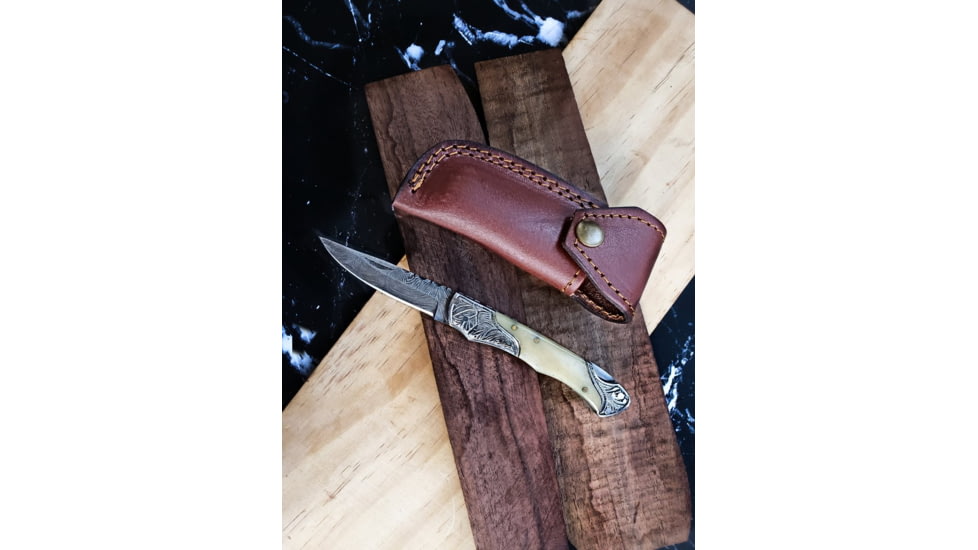 Titan Damascus Folding Knife 7.8in TF-005, TFK-5