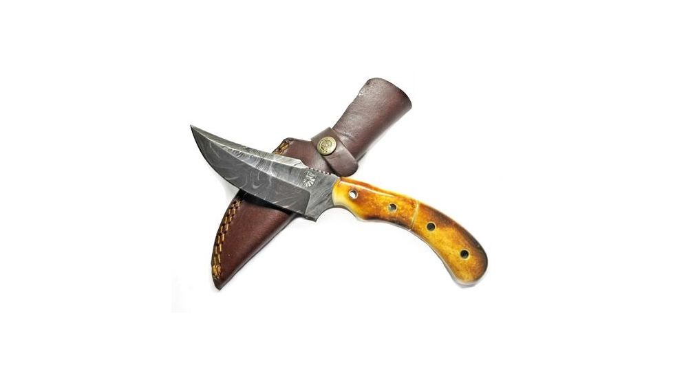Titan Damascus Knife Burnt Bone Handle TD-173, 8.4in TD-173