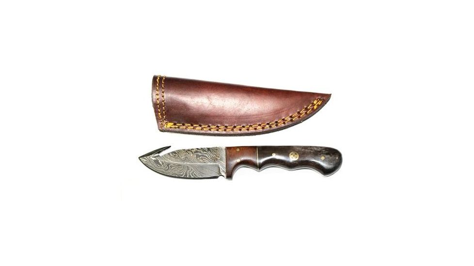 Titan Damascus Skinning Gut Hook, Hunting Knife by Titan TD-176, 4in TD-176