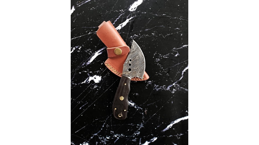 Titan Damascus Stainless Steel Knife 6.2in w/ Bull Horn Handle TD-029, TDK-29
