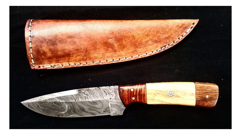 EDEMO Titan Damascus Steel Fixed Knife 8.6in, TD-087, EDEMO1