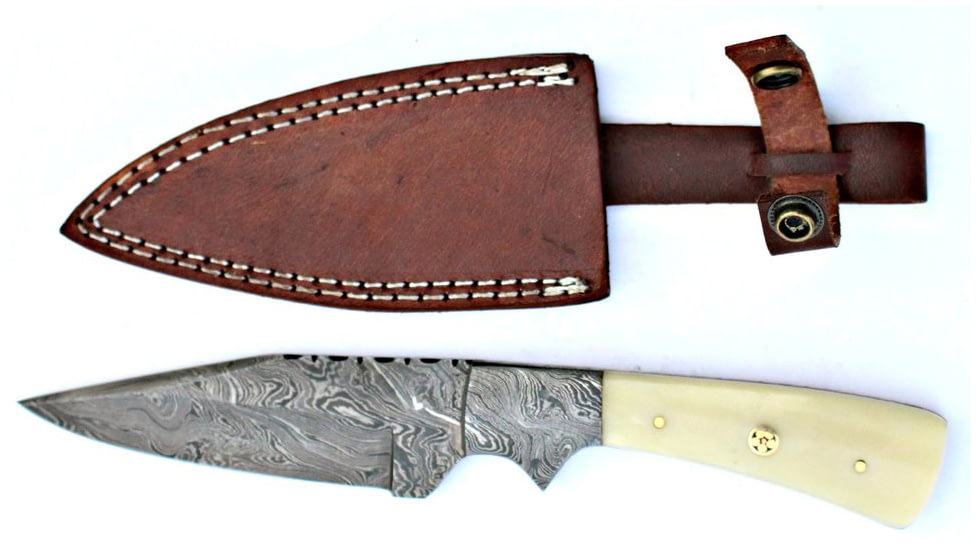 Titan Damascus Steel Hunting 9.5in Knife Camel Bone Handle TD-017, TDK-17