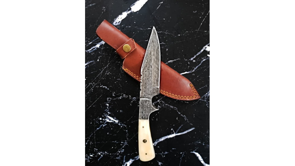 Titan Damascus Steel Hunting 9.5in Knife Camel Bone Handle TD-017, TDK-17