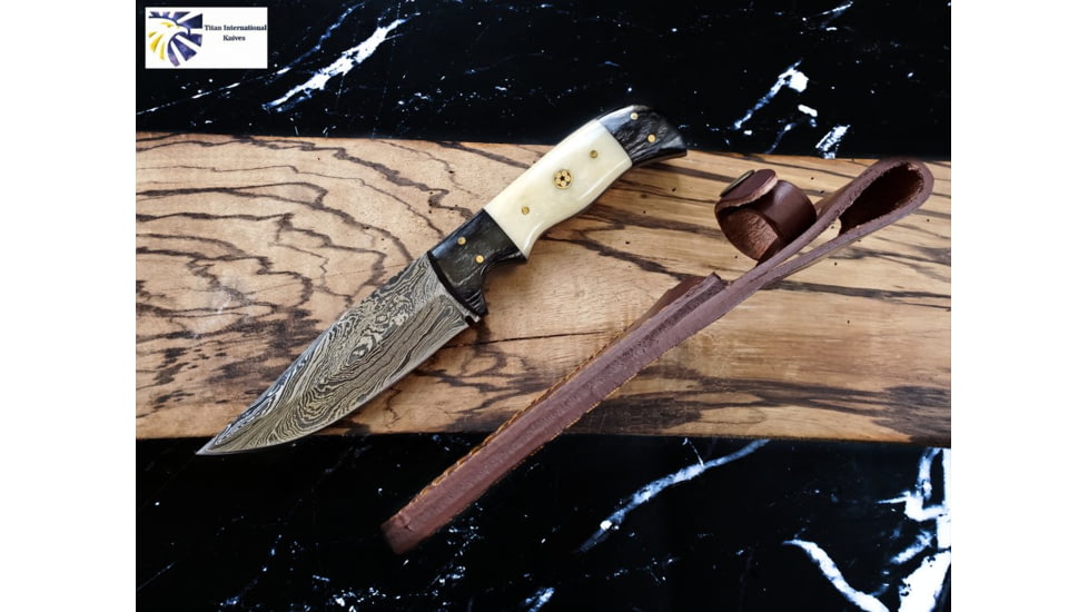Titan Damascus Steel Hunting Knife by Titan TD-170, 8.1in, TDK-170