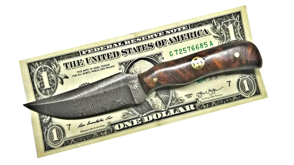 Titan Damascus Steel Skinning Knife, Mini Old Timer Mini Sharp Finger/Rosewood Grip by Titan TD-178, 3.1in, TDK-178