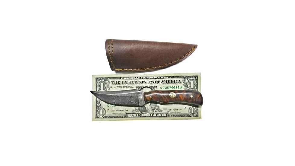 Titan Damascus Steel Skinning Knife, Mini Old Timer(Mini Sharp Finger)/Rosewood Grip by Titan TD-178, 3.1in TD-178