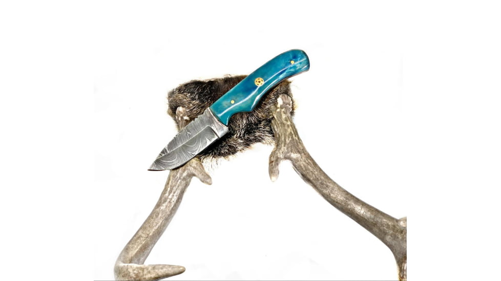 Titan International Knives Damascus 4in Drop Point Handmade Fixed Blade Knife, 8 inch, TDK-232