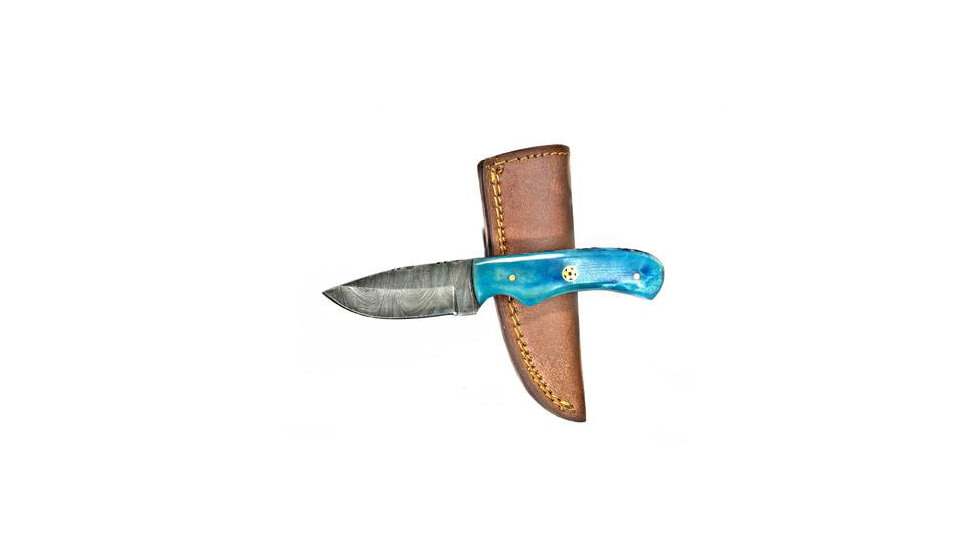 Titan International Knives Damascus 4in Drop Point Handmade Fixed Blade Knife, 8 inch, TDK-232