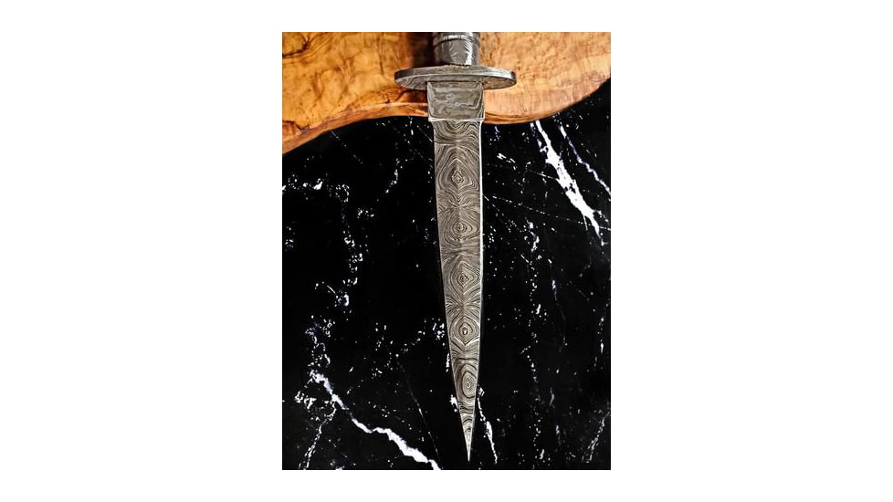 Titan International Knives Damascus British Commando Fairbairn-Sykes Fixed Blade Knife, 6.25 inch, TDK-237