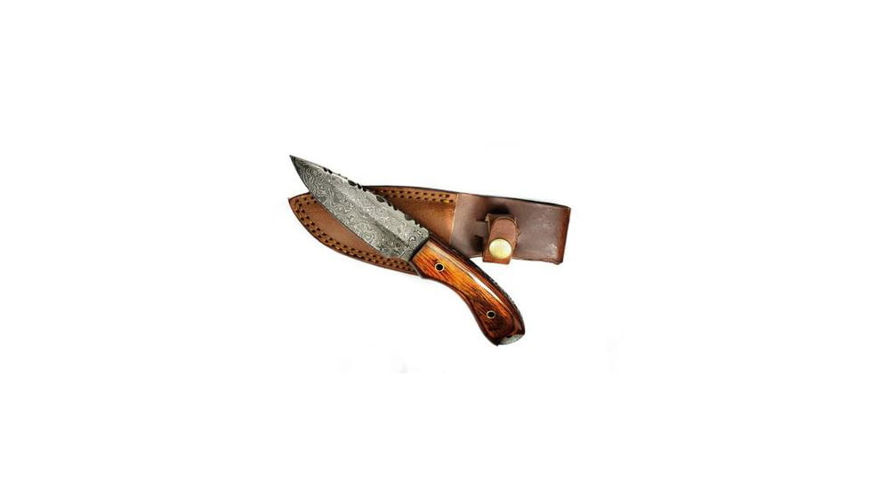 Titan International Knives Damascus Drop Point Fixed Blade Hunting Knife, 8 inch, TDK-230