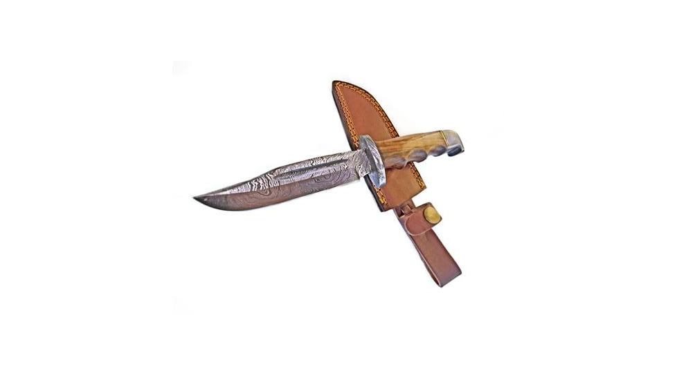 Titan International Knives Damascus Full Tang Fixed Blade Hunting Knife, 8 inch, TDK-216