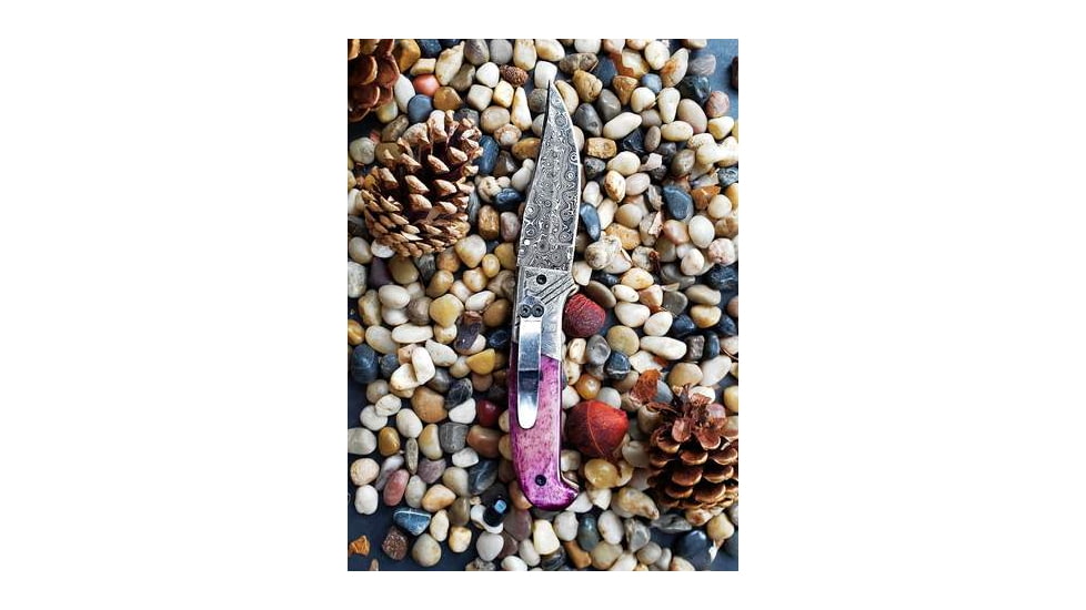Titan International Knives Damascus Titan Classico Viola-Raindrop Folding Knife, 4.5 inch, TF-002