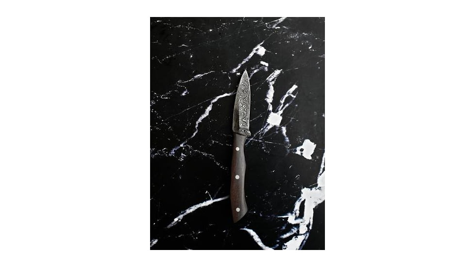 Titan International Knives Damascus Walnut Handle Drop Point Blade Hunting Knife, 8 inch, TDK-223