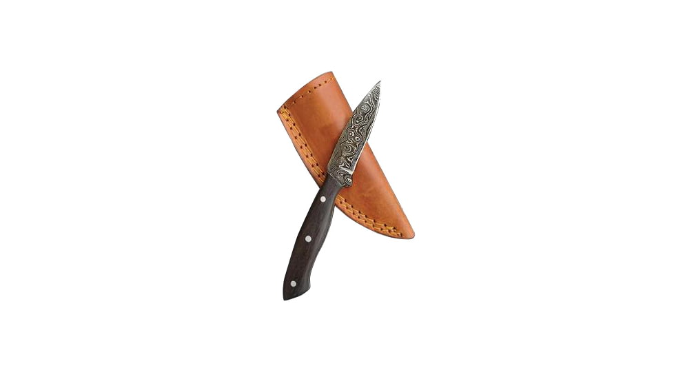 Titan International Knives Damascus Walnut Handle Drop Point Blade Hunting Knife, 8 inch, TDK-223