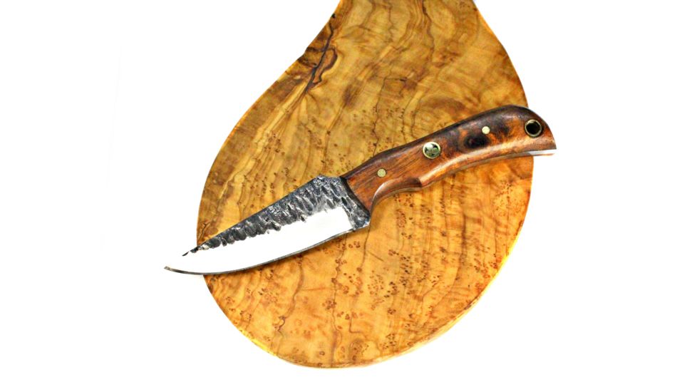 Titan International Knives E3 Carbon 1080 Neck Knife With Forged Scales, Mini Old Timer - Mini Sharp Finger - Rosewood Grip, 3.1in Blade, 6in Overall TC-003