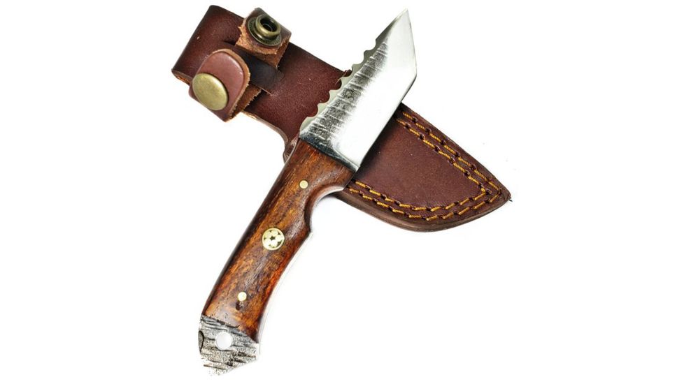 USED Titan International Knives Fixed Blade Knive, 3.1in, Carbon Steel, Tanto, Walnut Bone, TCK-52, EDEMO1