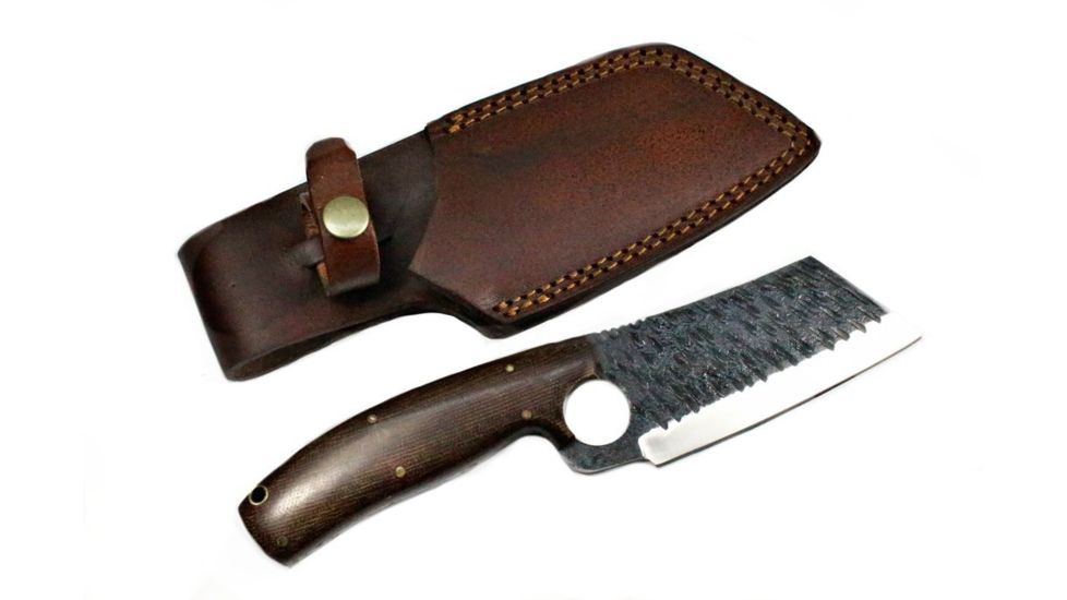 Titan International Knives Hand Forged Clever Style Hunting/Utility Knife w/ Carbon 4in Blade, Micarta Handle, 8.5in Overall, TCK-6