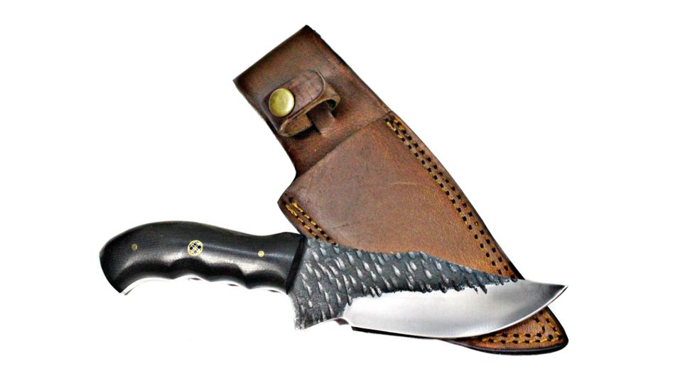 Titan International Knives Hand Forged Custom Hunting/Utility Knife w/ Carbon 5in Blade, Micarta Handle, 10in Overall TC-007