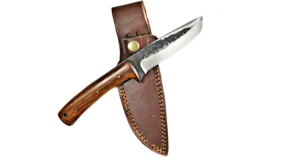 Titan International Knives Hand Forged Hunting-Utility Knife w/ Custom Carbon 4in Blade, Rose Wood Handle, 7.8in Overall TC-011