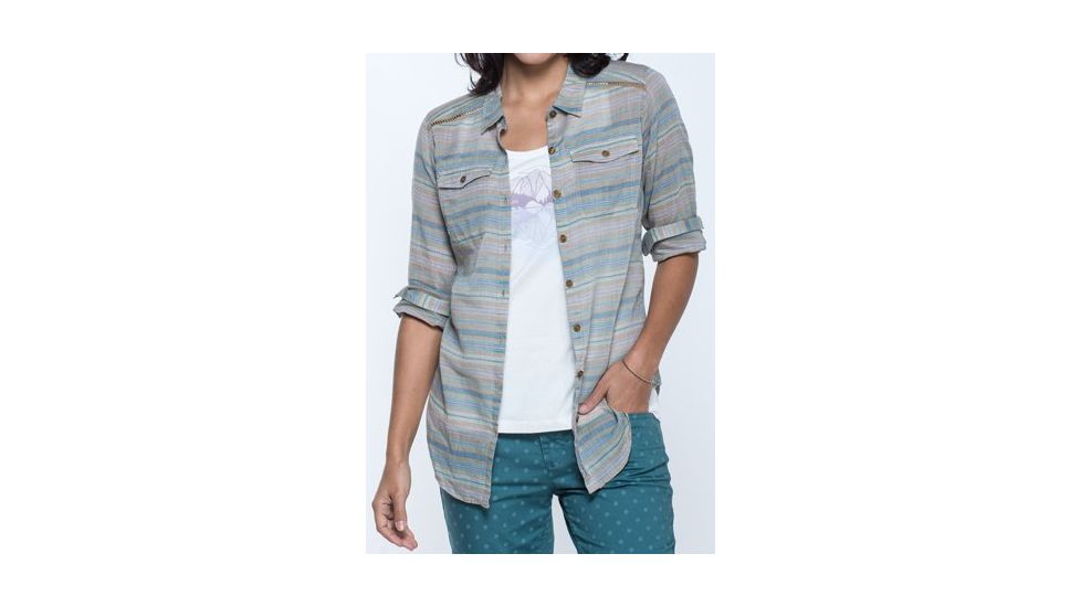 Toad&amp;Co Airbrush Long Sleeve Deco Shirt - Women's-Honey Brown Stripe-Small