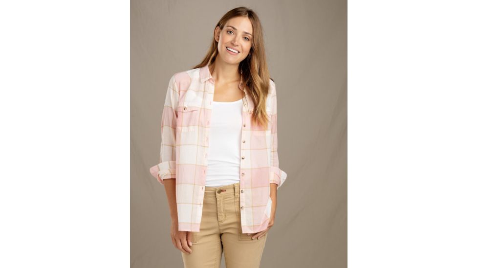 Toad&amp;Co Airbrush Long Sleeve Deco Shirt - Womens, Pink Sand Plaid, Large, T1252700-657-L