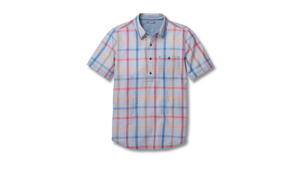 Toad&amp;Co Cuba Libre Men's Short Sleeve Popover Shirt, Bright Indigo, Large T2222800-402-L