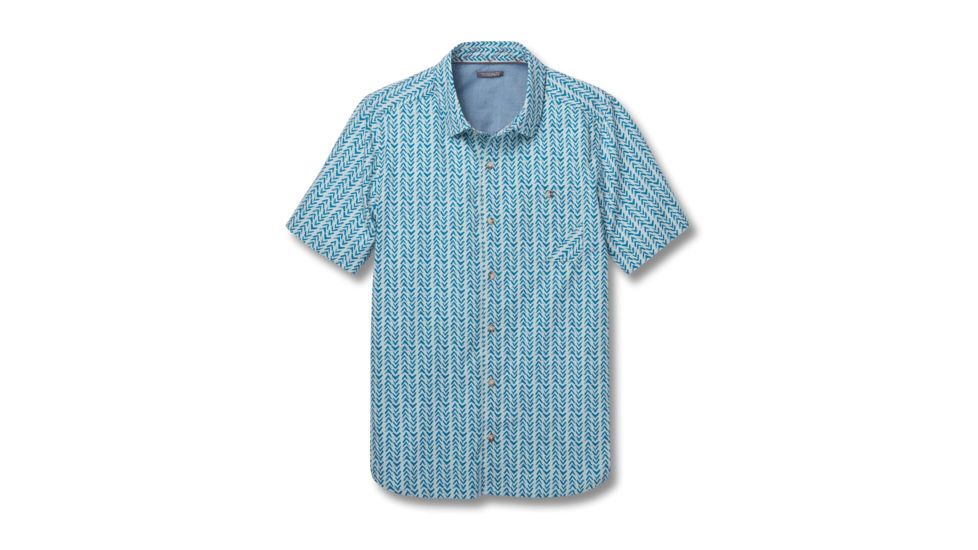 Toad&amp;Co Fletch Print Men's Short Sleeve Shirt, Arctic Birdseye Print, Large T2222501-912-L