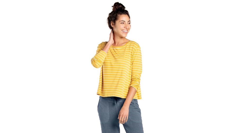 Toad&amp;Co Maisey LS Swing Crew - Womens, Golden Hour Stripe, Small, T1241908-736-S