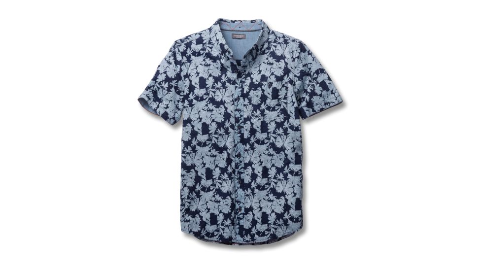 Toad&amp;Co Mattock Men's Short Sleeve Slim Shirt, Indigo Flower Print, Large T2222805-910-L