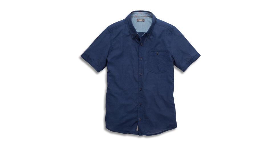 Toad&amp;Co Mattock Men's Short Sleeve Slim Shirt, Medium Indigo Solid, Large T2222805-922-L