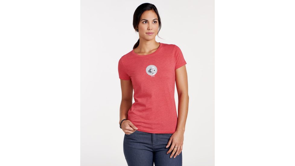 Toad&amp;Co Roar Short Sleeve Womens Graphic Tee, Tomato Heather, Small, T1002804-623-S
