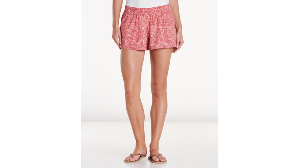Toad&amp;Co Sunkissed 3.25 in Pull On Women's Short, Rhubarb Batik Floral Print, Large T1312700-615-L