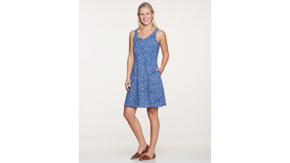Toad&amp;Co Sunkissed Cutout Dress, Blueberry Batik Floral Print, Large T1792801-425-L