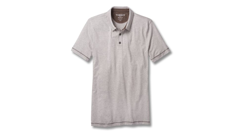 Toad&amp;Co Tempo Men's Short Sleeve Slim Polo, Heather Grey, Extra Large, T2002807-111-XL