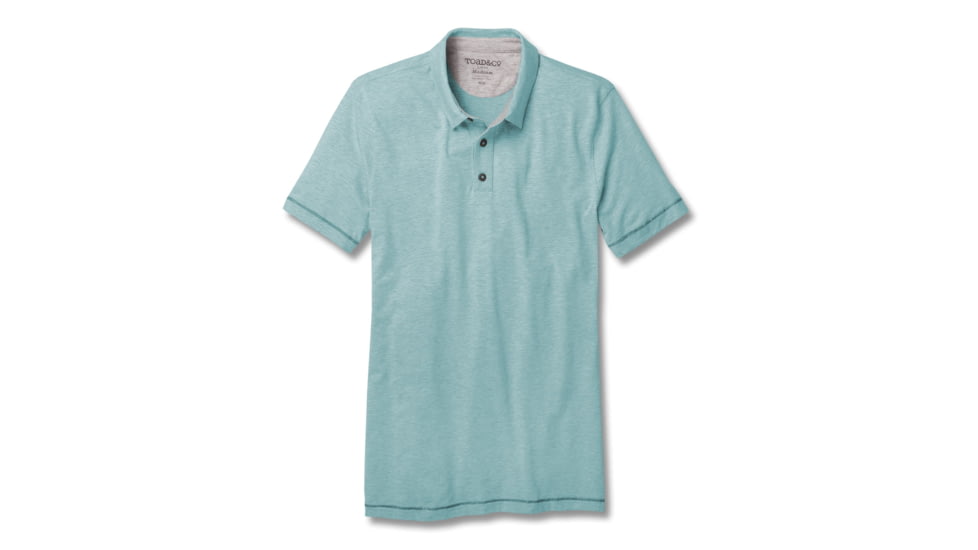 Toad&amp;Co Tempo Men's Short Sleeve Slim Polo, Aquifer, 2XL T2002807-400-XXL
