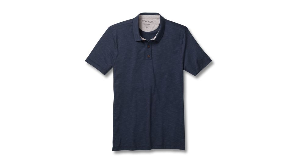 Toad&amp;Co Tempo Men's Short Sleeve Slim Polo, Deep Navy, Extra Large T2002807-420-XL