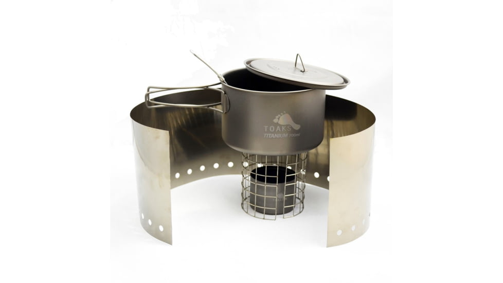 TOAKS Alcohol Stove Cook System w/ Pot, 700ml, Titanium, Titanium, 700ml, alc-stove-cook-w-700ml-pot
